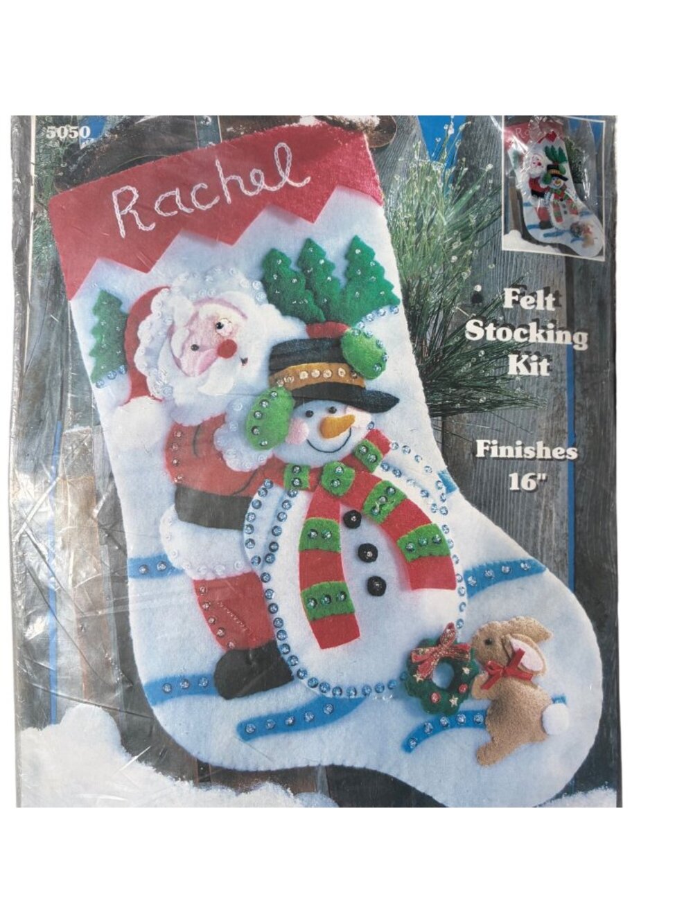 Winter Wonderland Felt Stocking Kit By Design Works Crafts Santa & Snowman  5050